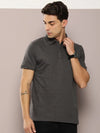 Dillinger Grey Solid Regular Snap Polo T-shirt