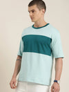 Dillinger Blue Colourblocked Oversized T-Shirt