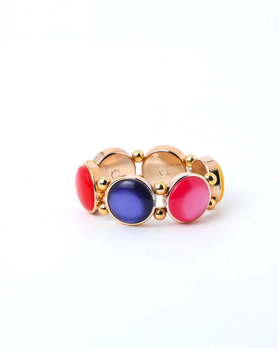 Gold Plated With Multi Colored Stone Studded Wraparound Bracelet-VOJ211