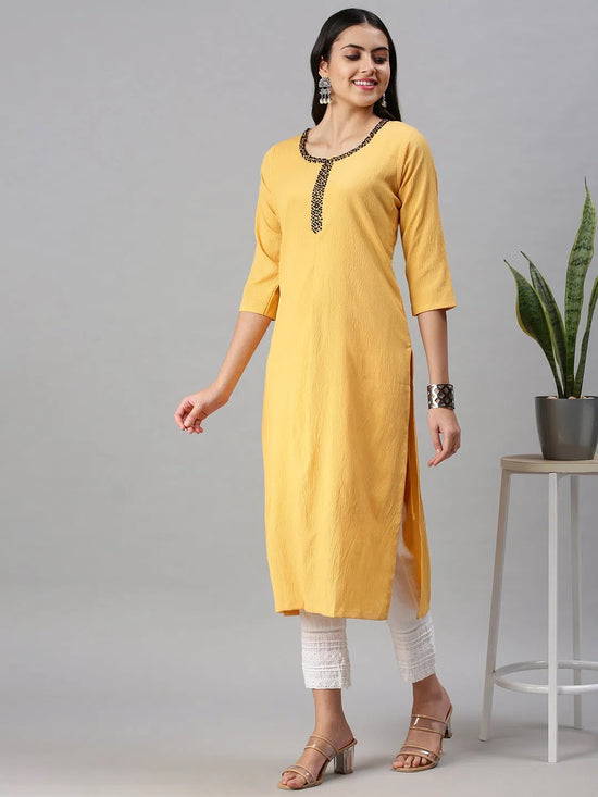 Women's Yellow Solid Straight Kurta-SKC3164-Yellow