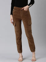 Women Coffee Brown Solid Joggers-IM-10635-Coffeebrown