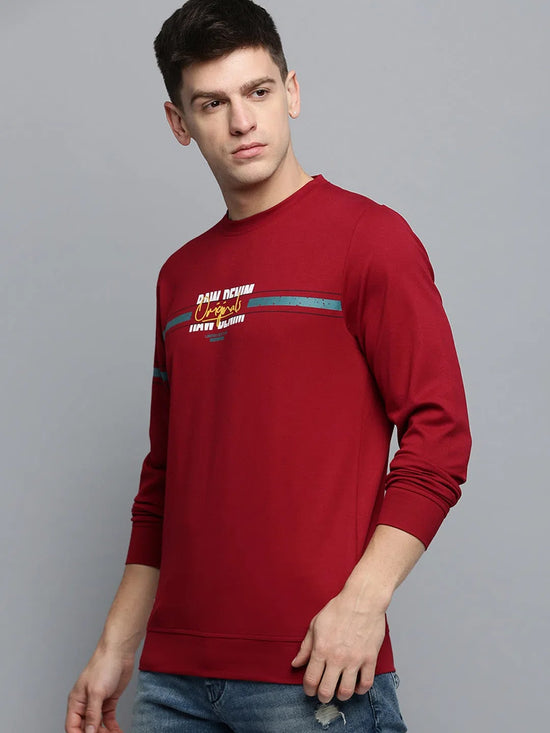 Men Maroon Printed Casual Sweatshirt-BP-1413-Maroon