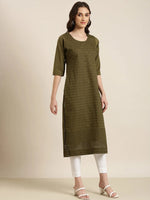 Women Olive Embellished Straight Kurta-SKC-1210-Olive