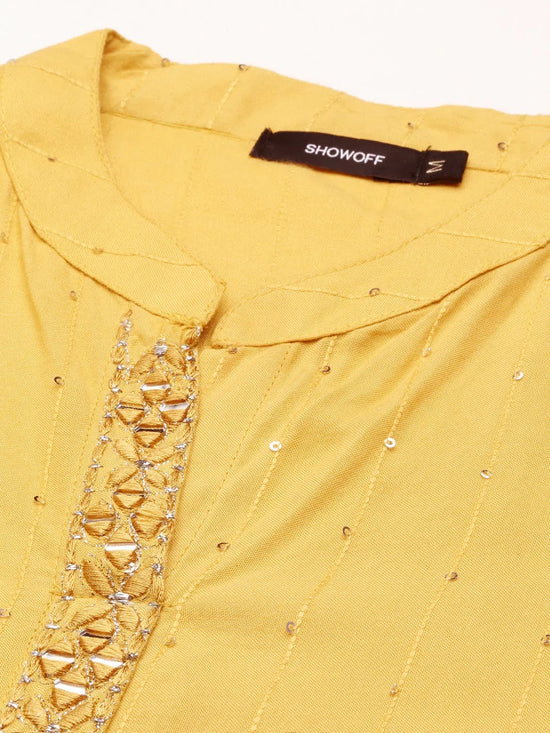 Women's Mustard Solid Straight Kurta-SNG-2153-Mustard