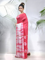 Pink And White Shibori Printed Silk Saree-MA56BSL34610006