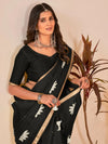 Saree Mall Women's Cotton Slub Black Printed Designer Saree With Blouse Piece-NAVYA125