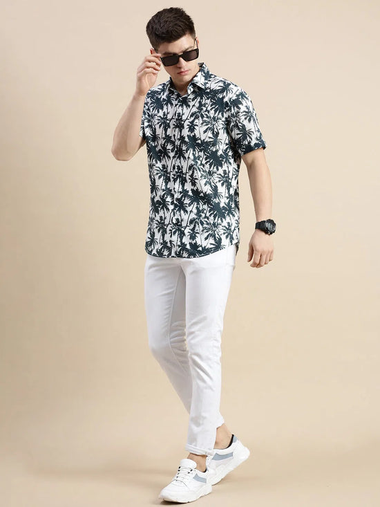 Men White Graphics Casual Shirt-LUANDAPRINT-0578-White