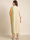 Women Anarkali Beige Solid Kurta and Trousers Set Comes With Dupatta-GW-4284-Beige