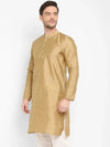 Hangup Men Standard Solid Men's Indian Wear-Khakhi_Dupion_LongKurta