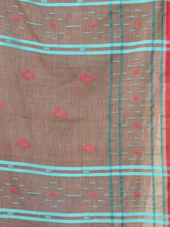 Beige Cotton Soft Saree With Texture Designs-MA62CT331210043