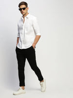 Men White Solid Shirt-RAYMONDSDOBBY-263-White