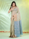 Ecru Cotton Saree With Zari Borders-MA66BCT43830044