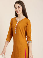 Women Mustard Striped Straight Kurta-NJ-3569282-Mustard