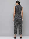 Women's Black Printed Jumpsuit-AE-10001-Black