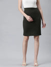 Women Olive Solid Pencil Skirt-AE-10609-Olive