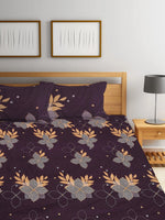 Home Sizzler 144TC Microfibre Purple Double Bedsheet With 2 King Size Pillow Covers-HSDBS004054