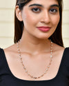 Gold Plated Chain For Women With White Pearls-VOJ465