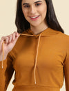 Women's Camel Brown Solid Sweatshirt-AE-10639-Camelbrown