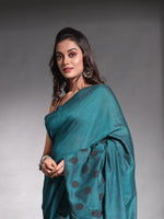 Teal Pure Cotton Ruffle Saree-MA54CT33660082