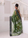 Green Muslin Saree With Zari Woven Nakshi Borders-MA62MS331980034