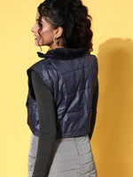 Women Solid Standard Navy Jacket