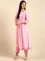 Women's Pink Solid Kurta Set-GW-2989-Pink