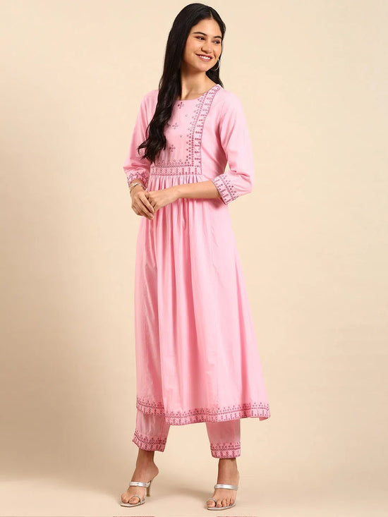 Women's Pink Solid Kurta Set-GW-2989-Pink