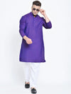 Hangup Men Standard Solid Men's Indian Wear-DarkPurple_OnlyLongKurta