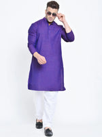 Hangup Men Standard Solid Men's Indian Wear-DarkPurple_OnlyLongKurta