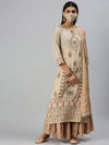 Women's Beige Printed Kurta Sets-RZ9097-Beige