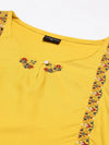 Women's Yellow Embroidered Straight Kurta-DF-1202A-Yellow