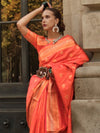 Saree Mall Women's Soft  Peach Woven Design Designer Saree With Blouse Piece-KAVLI350003