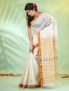 Off White Tussar Silk Saree With Woven Texture Motifs-MA66TUS432590048