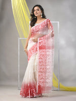 Off White Muslin Saree With Jamdani Designs-MA57MS331760010