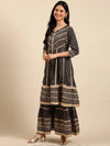 Women's Black Printed Kurta Set-FS-176-Black