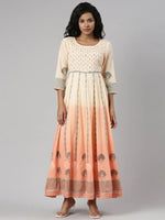 Women Orange Ethnic Motifs Empire Kurta-RF-005-Orange