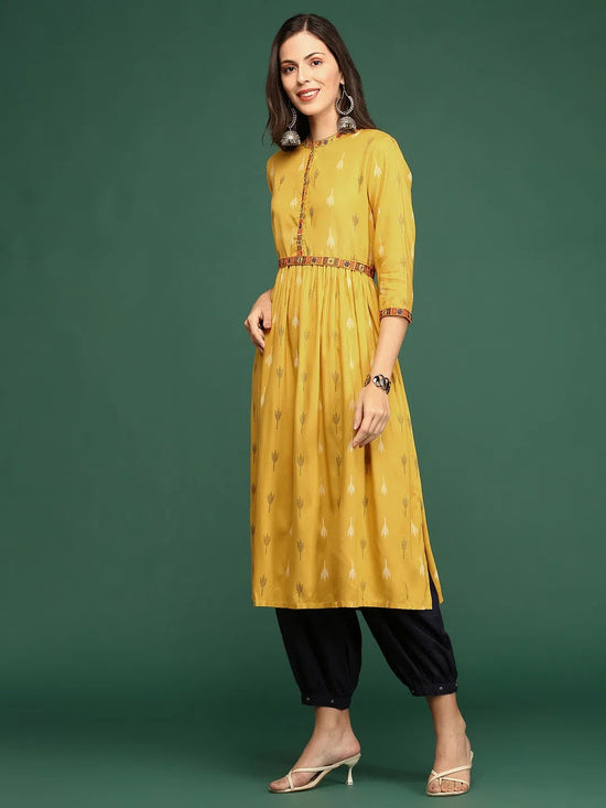 Women's Mustard Solid A-Line Kurta-GW-2237-Mustard