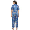 Smarty Pants Women's Silk Satin Teal Blue Color Floral Print Night Suit