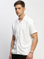 Men White Solid Shirt-AANYA-1685-White