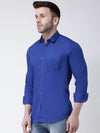 Hangup Men Slim Solid Shirts-CollarRoyalBlueShirt