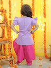 BownBee Girls Embroidered Attached Jacket With Cotton Kurti Dhoti Suits - Pink