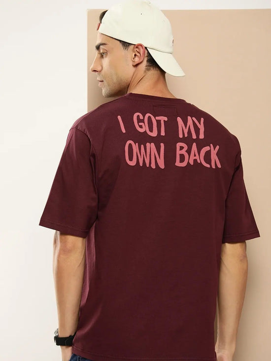 Difference of Opinion Maroon Typography Oversized T-shirt