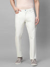 Genips Men's White Cotton Stretch Rico Slim Fit Solid Casual Chinos