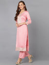 Flamingo Pink Silk Blend EmbroideredParty wear Suit