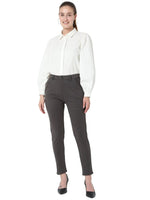 Smarty Pants Women's Cotton Lycra Ankle Length Grey Formal Trouser-SMPT-593C-S