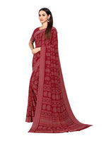 Vimla Women's Red Crepe Silk Uniform Saree with Blouse