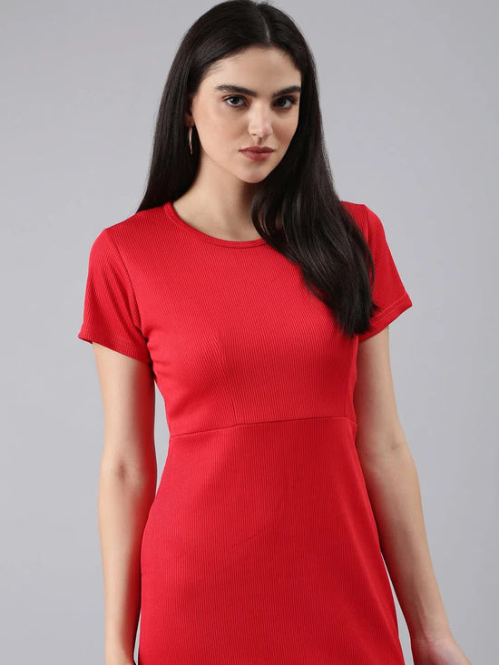 Women Red Solid Bodycon Dress-AE-507-Red