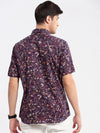 Men Spread Collar Abstract Purple Casual Shirt-REVERIE-2107-Purple