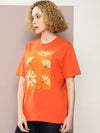 Dillinger Orange Graphic Oversized T-Shirt-WMNCR396ORG-XS