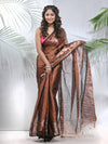 Copper Polka Dots Tissue Saree With Stripes Pallu-MA56TIS33830028